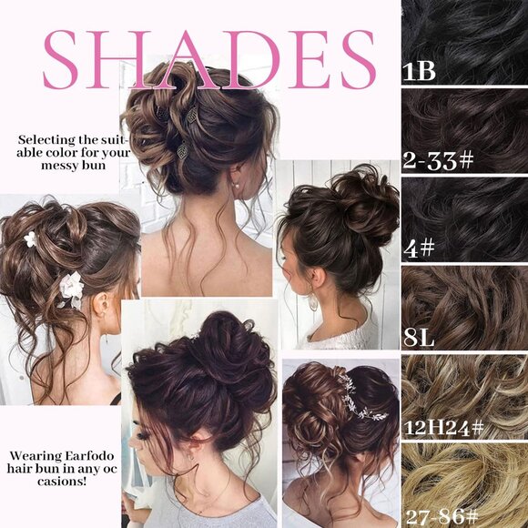 Messy Bun Hair Pieces Set 5 Synthetic Curly Hair Extensions for Updos Women - Picture 6 of 7